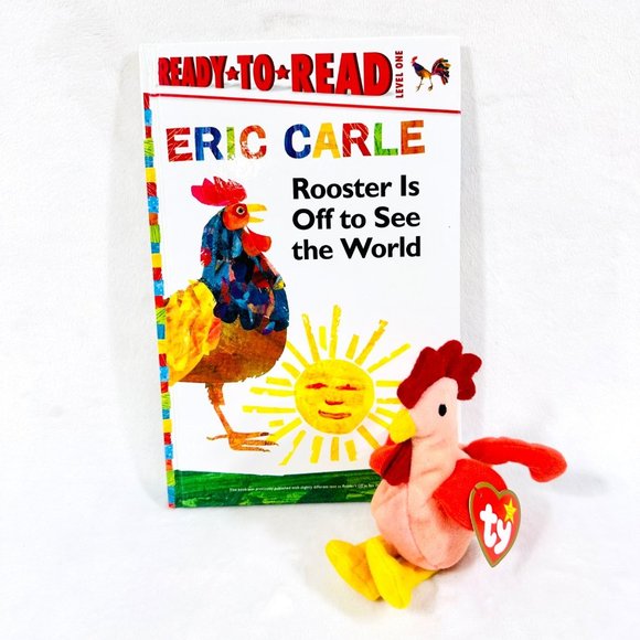 1st Edition Eric Carle Rooster is Off to See the World Paired with a Ty Rooster - Picture 1 of 15